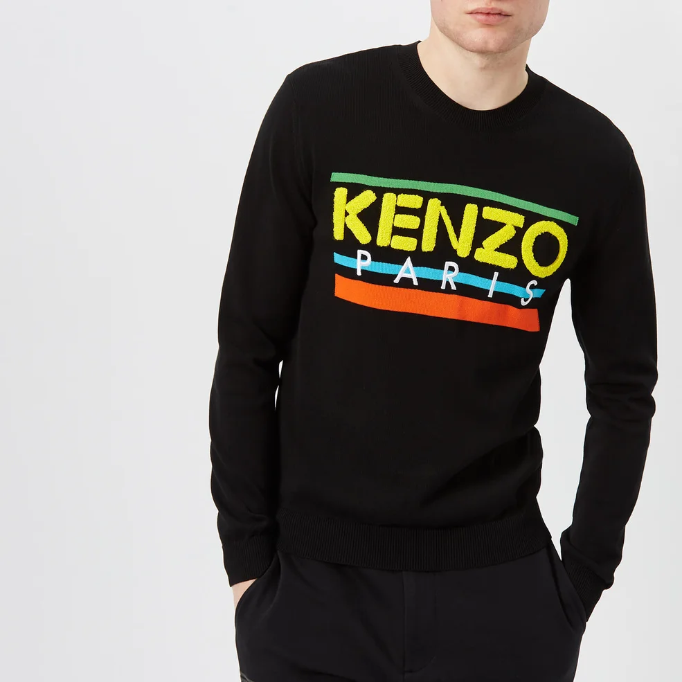 KENZO Men's Crew Neck Retro Logo Knitted Jumper - Black Image 1