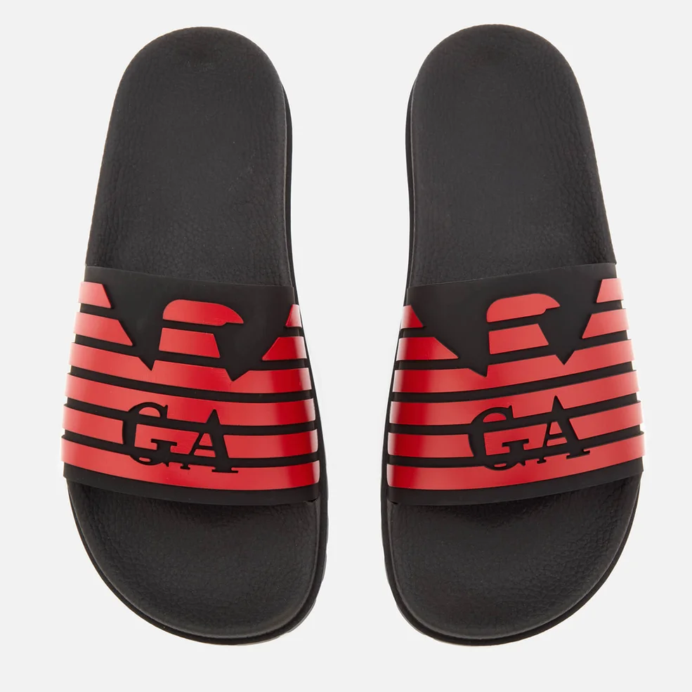 Emporio Armani Men's Slide Sandals - Black/Red Image 1