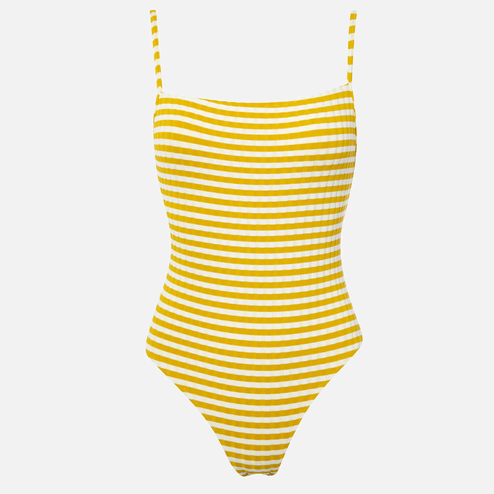 Solid & Striped Women's The Chelsea Swimsuit - Mustard Stripe Rib Image 1