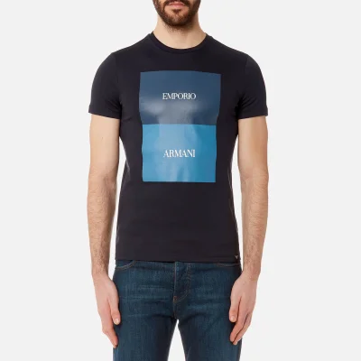 Emporio Armani Men's Square Print T-Shirt - Blu Navy