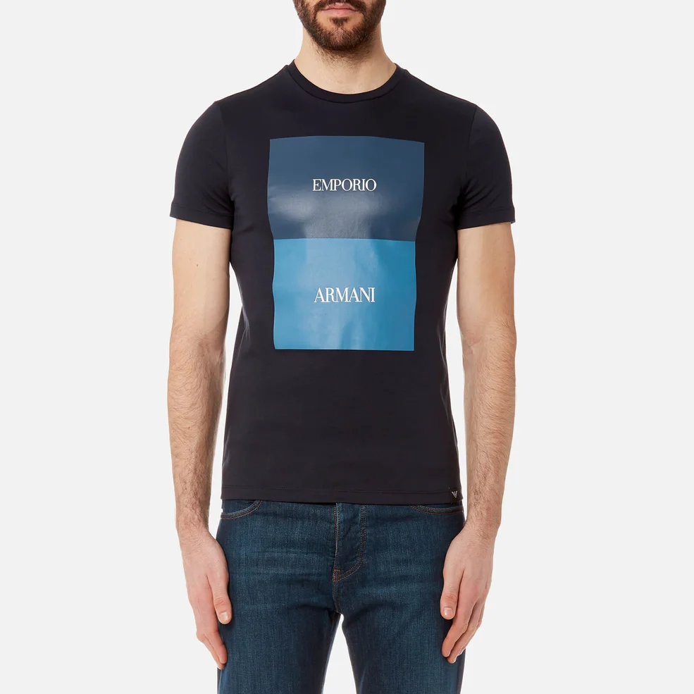 Emporio Armani Men's Square Print T-Shirt - Blu Navy Image 1