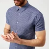 Emporio Armani Men's Patterned Short Sleeve Shirt - Fantasia Blu - Image 1