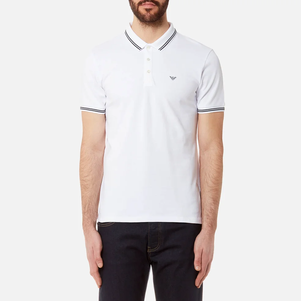 Emporio Armani Men's Tipped Basic Modern Fit Polo Shirt - White Image 1