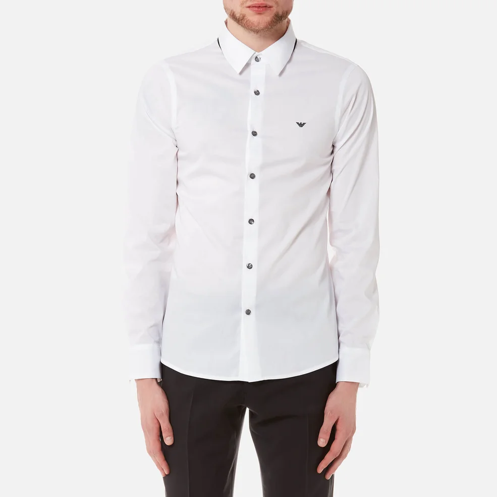 Emporio Armani Men's Long Sleeve Shirt - Bianco Ottico Image 1