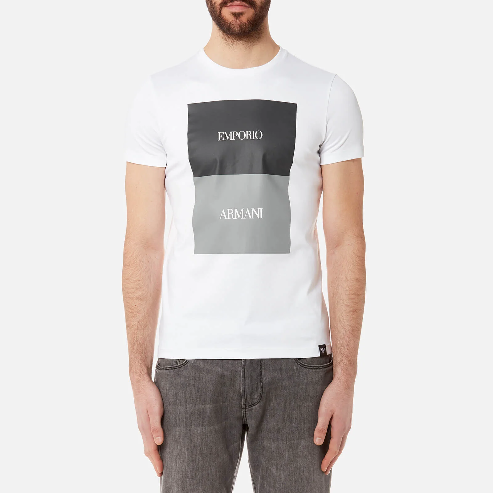 Emporio Armani Men's Square Print T-Shirt - Bianco Ottico Image 1