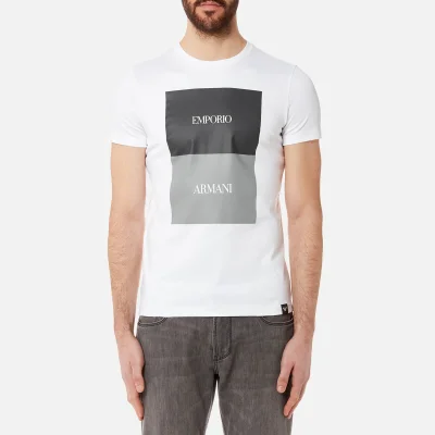 Emporio Armani Men's Square Print T-Shirt - Bianco Ottico