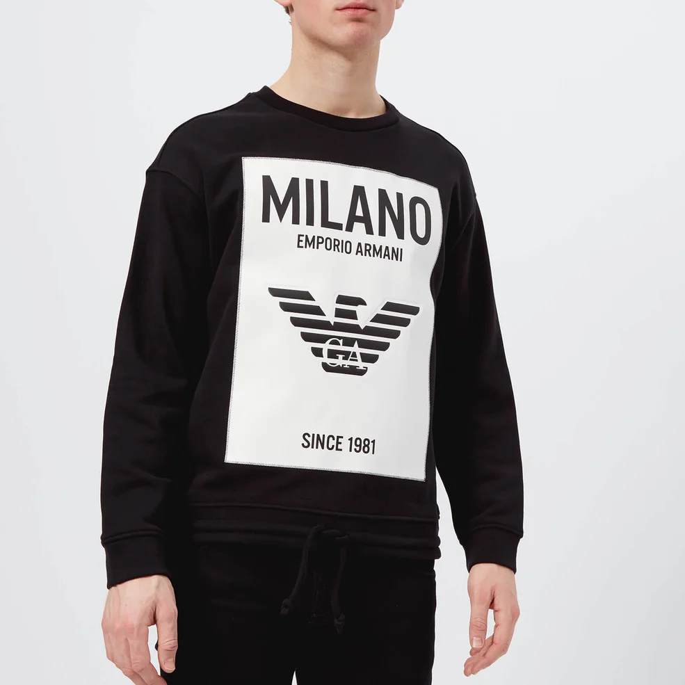 Emporio Armani Men's Milan Logo Sweatshirt - Nero Image 1