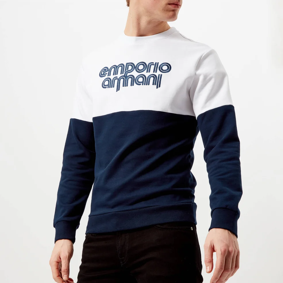 Emporio Armani Men's Split Colour Sweatshirt - Blu Image 1