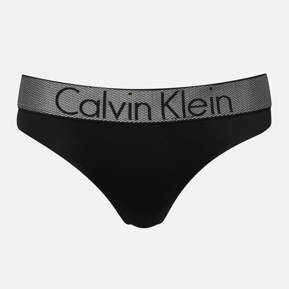 Calvin Klein Women's Logo Thong - Black Image 1