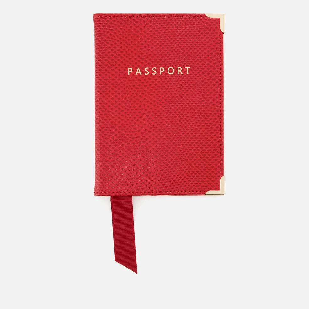Aspinal of London Women's Plain Passport Cover - Berry Lizard Image 1