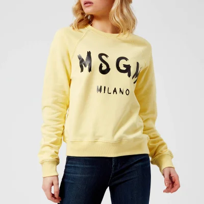 MSGM Women's Graffitti Logo Sweatshirt - Yellow