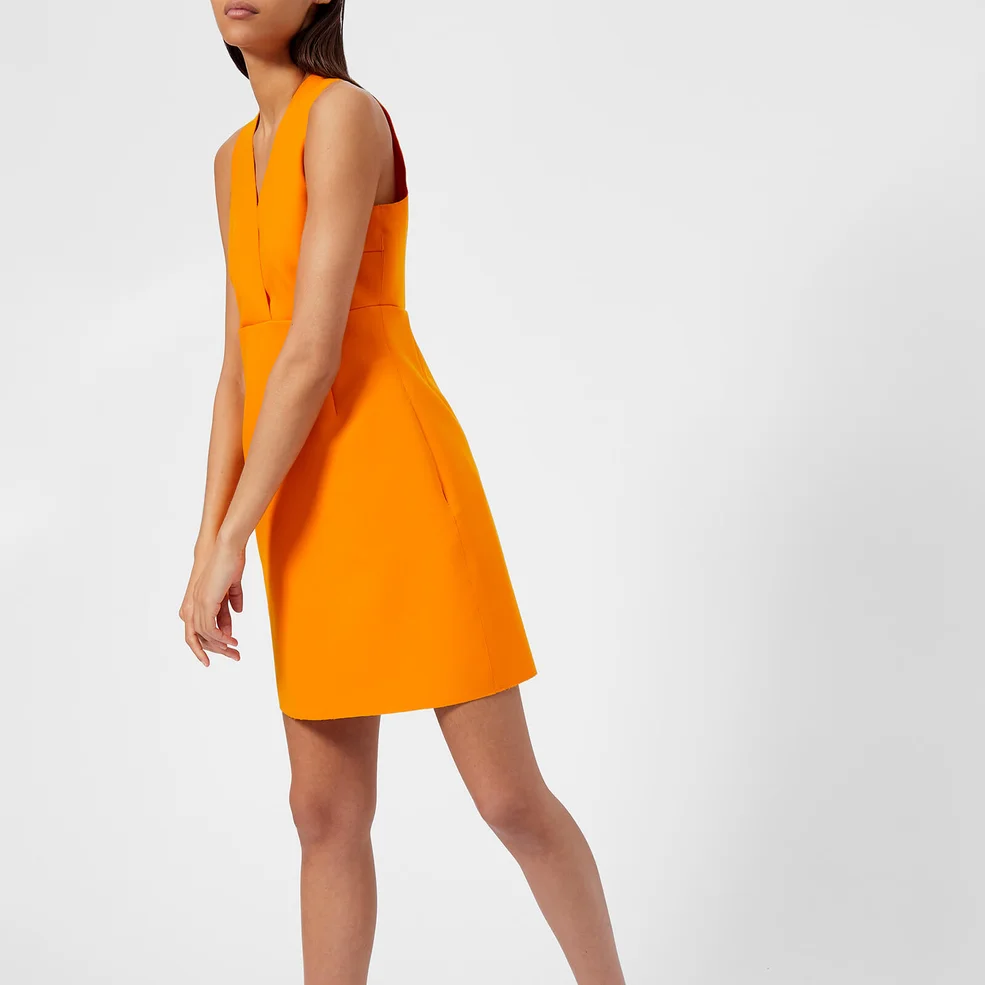 MSGM Women's V Neck Mini Dress - Orange Image 1