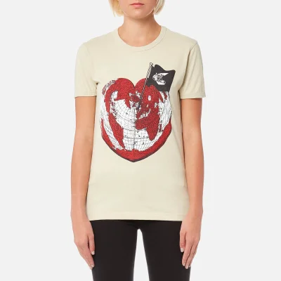 Vivienne Westwood Anglomania Women's Classic T-Shirt Heart World Print - Ocra