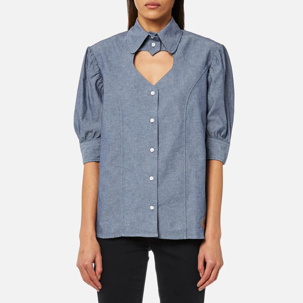 Vivienne Westwood Anglomania Women's Puff Heart Blouse - Blue Image 1