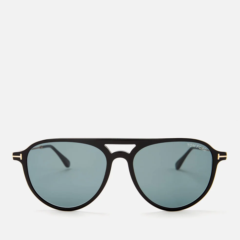 Tom Ford Men's Carlo Aviator Style Sunglasses - Shiny Black/Blue Image 1