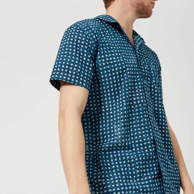 YMC Men's Spot Print Malick Short Sleeve Shirt - Indigo