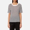T by Alexander Wang Women's Striped Slub Jersey Cropped Short Sleeve T-Shirt - Ink and Ivory - Image 1