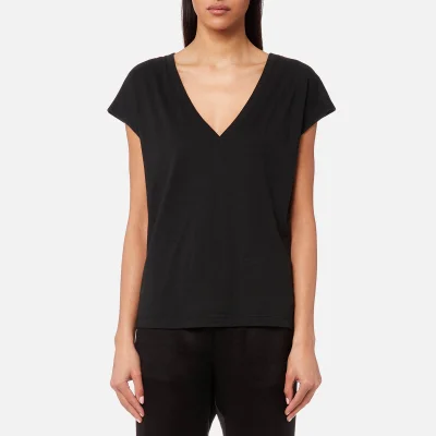 T by Alexander Wang Women's Superfine Jersey Deep V Drop Shoulder T-Shirt - Black