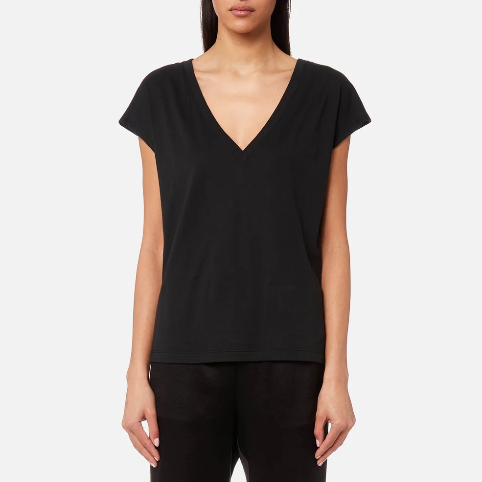 T by Alexander Wang Women's Superfine Jersey Deep V Drop Shoulder T-Shirt - Black Image 1