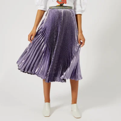 Christopher Kane Women's Lame Pleated Skirt - Purple