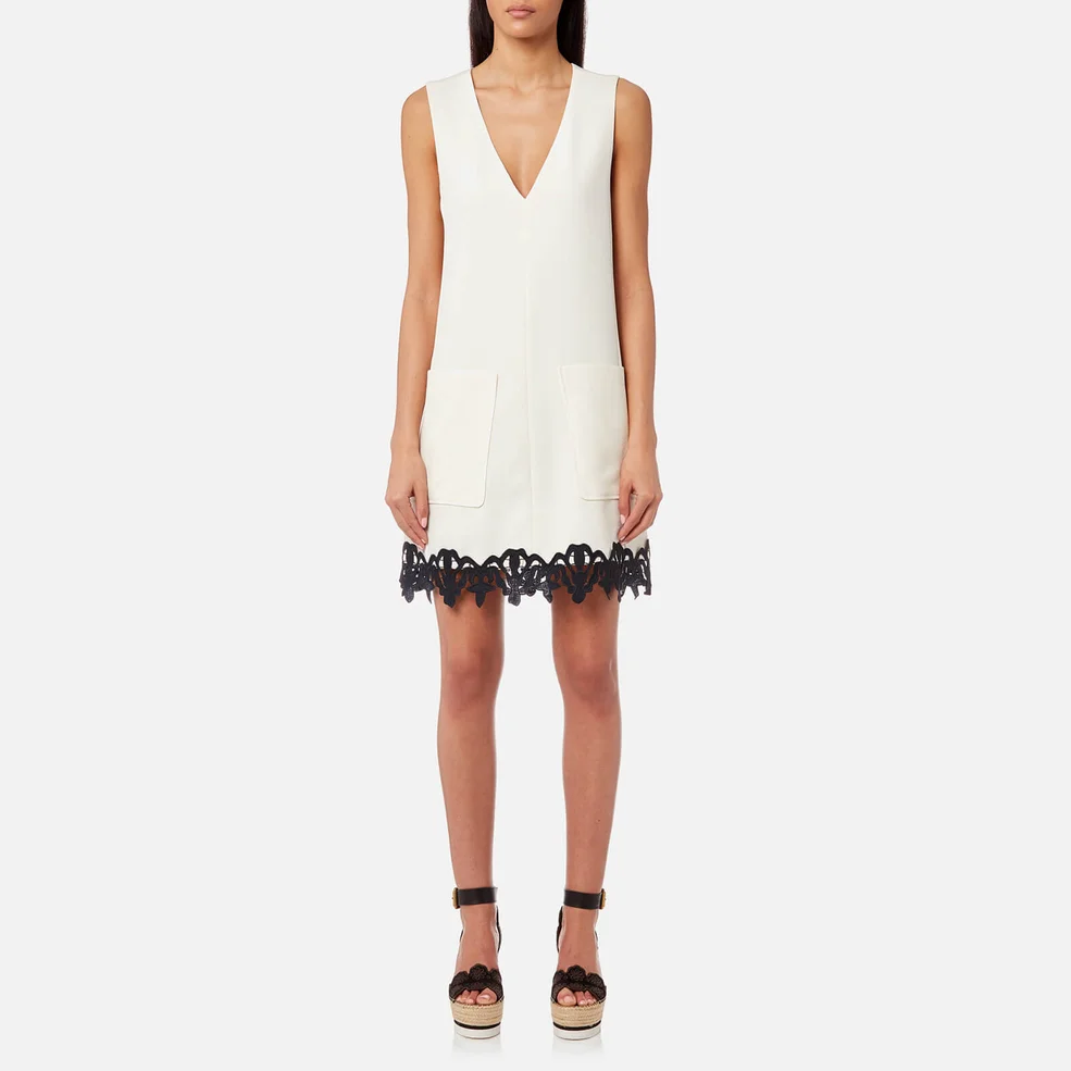 See By Chloé Women's Crepe and Ribbon Sleeveless Dress - Snow White Image 1