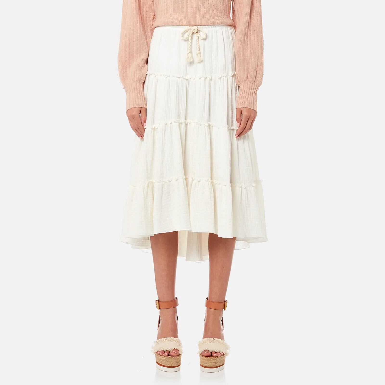 See By Chloé Women's Embellished Cheesecloth Skirt - White Powder Image 1