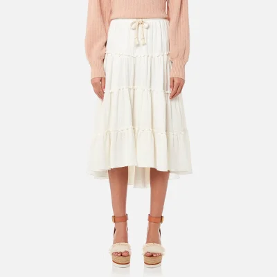 See By Chloé Women's Embellished Cheesecloth Skirt - White Powder