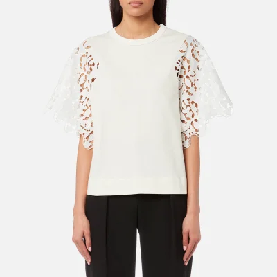 See By Chloé Women's Jersey and Lace Top - Snow White