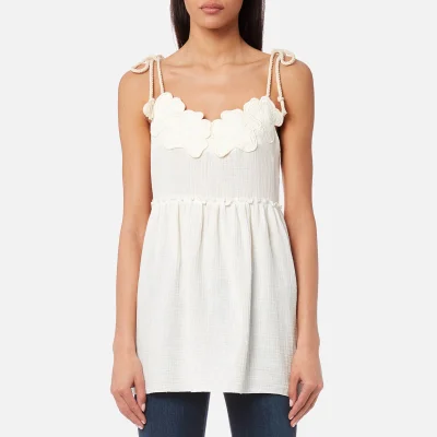 See By Chloé Women's Embellished Cheesecloth Top - White Powder