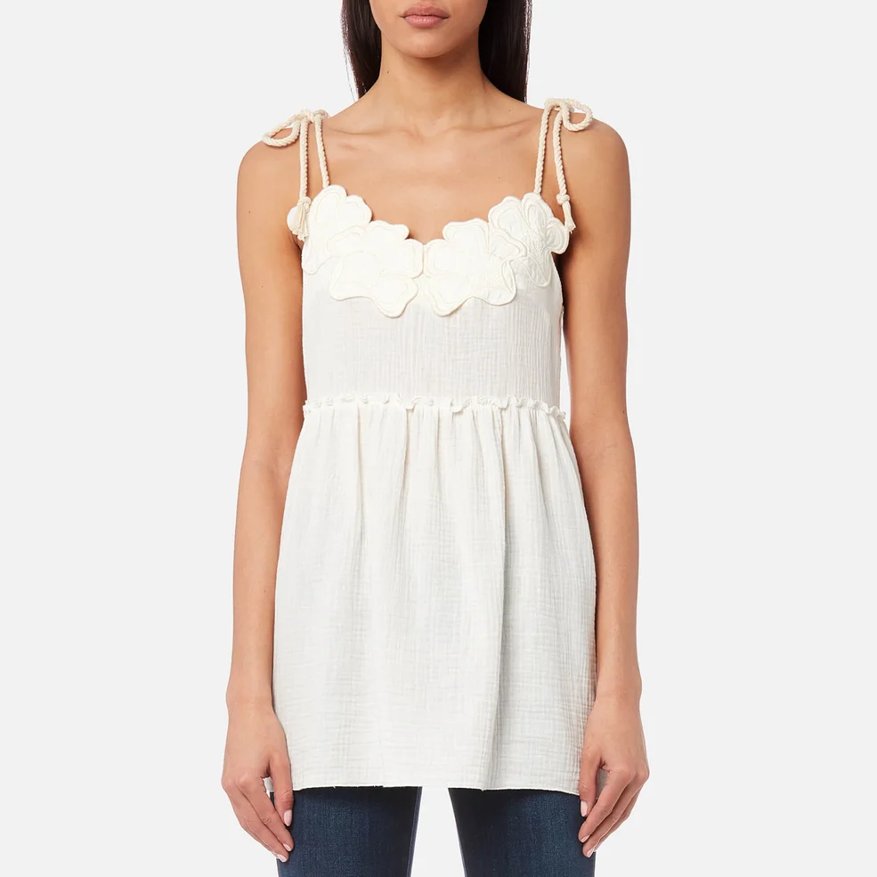See By Chloé Women's Embellished Cheesecloth Top - White Powder Image 1
