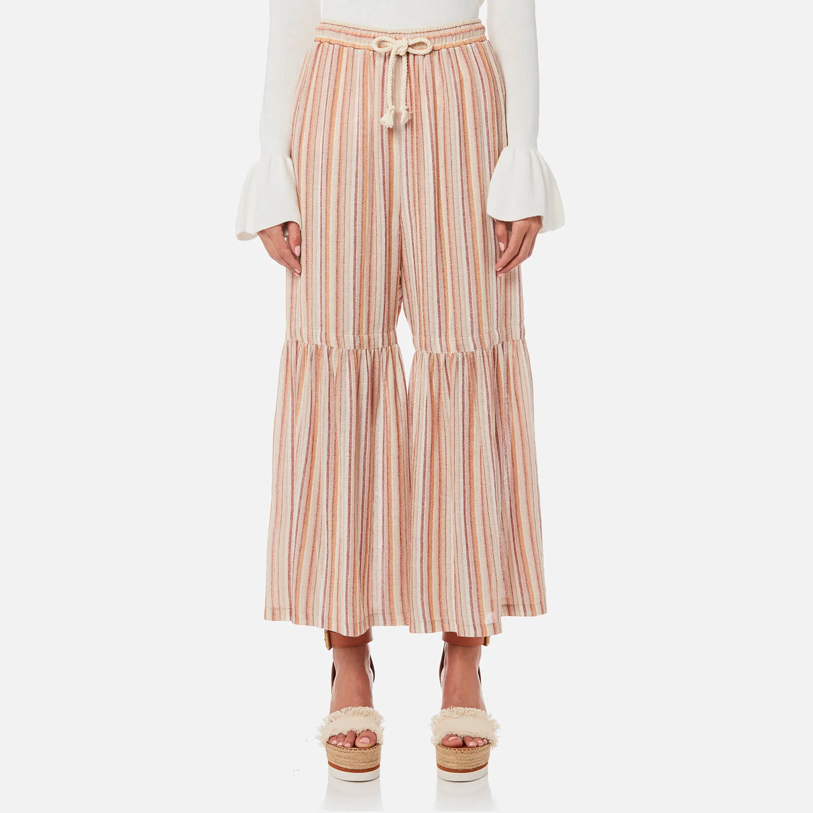 See By Chloé Women's Stripe Wool Gauze Trousers - Multi Image 1
