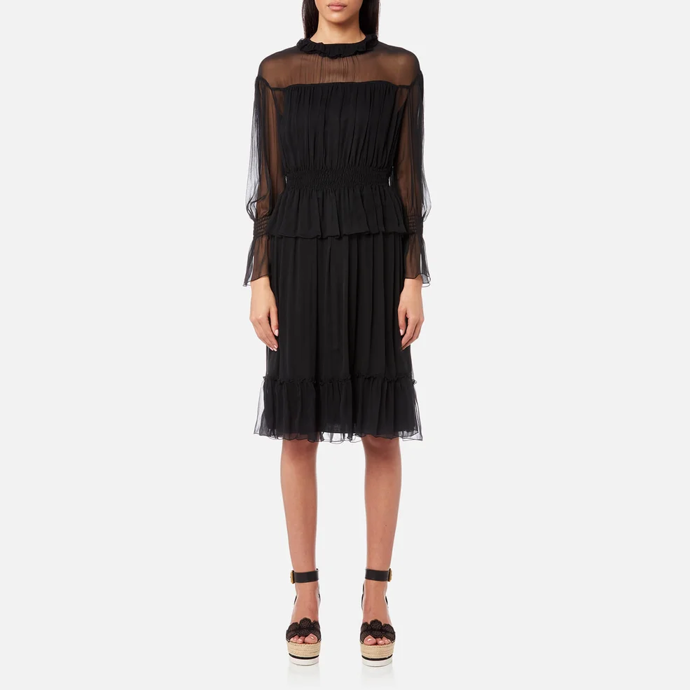 See By Chloé Women's Flouncy Silk Crepon Dress - Black Image 1