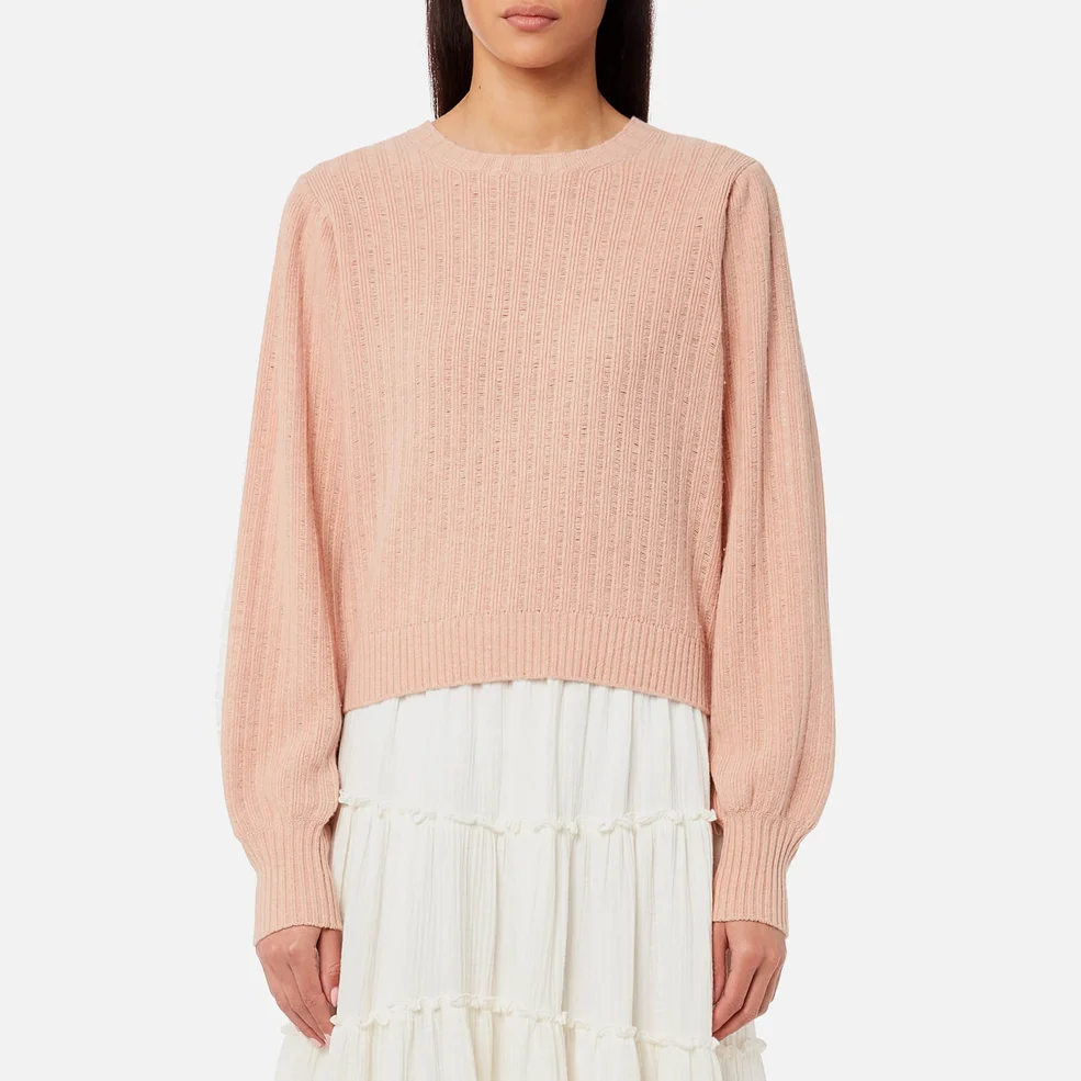 See By Chloé Women's Knitted Lace Jumper - Cameo Rose Image 1