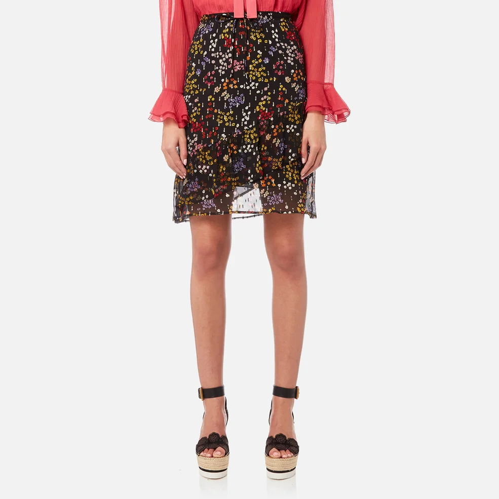 See By Chloé Women's Floral Nights Silk Skirt - Black Multi Image 1