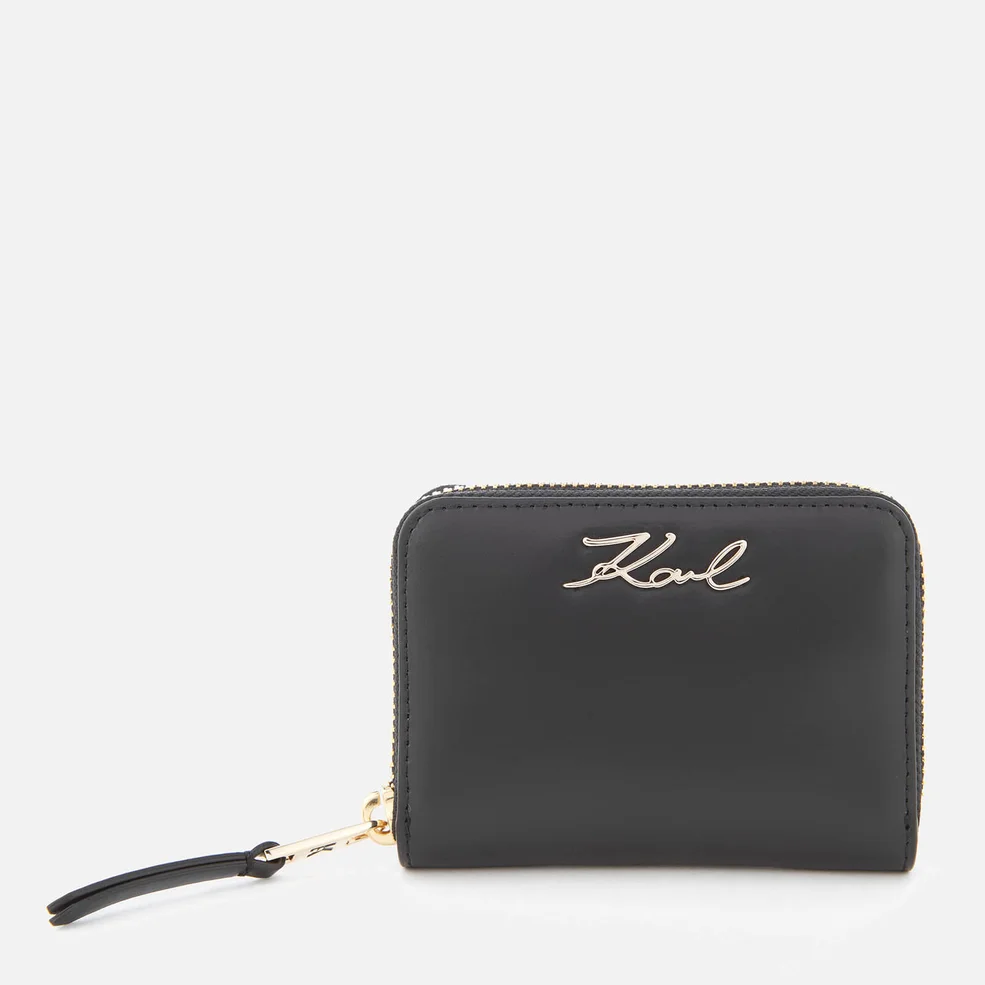 Karl Lagerfeld Women's K/Signature Small Zip Wallet - Black Image 1