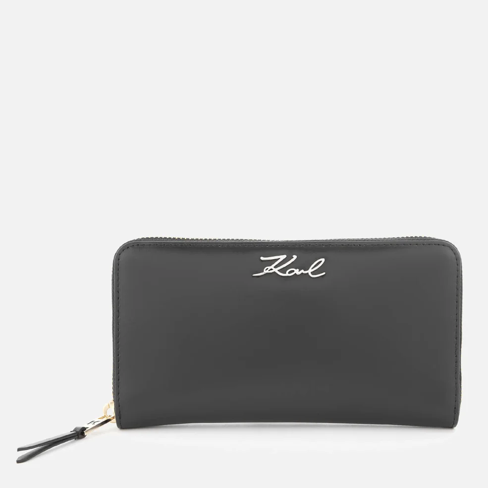 Karl Lagerfeld Women's K/Signature Zip Around Wallet - Black Image 1
