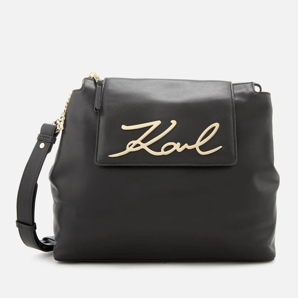 Karl Lagerfeld Women's K/Signature Soft Shoulder Bag - Black Image 1