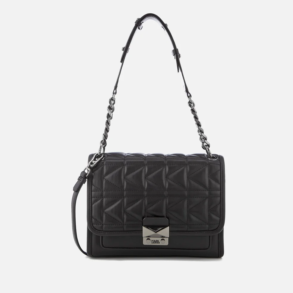 Karl Lagerfeld Women's K/Kuilted Handbag - Black/Gun metal Image 1