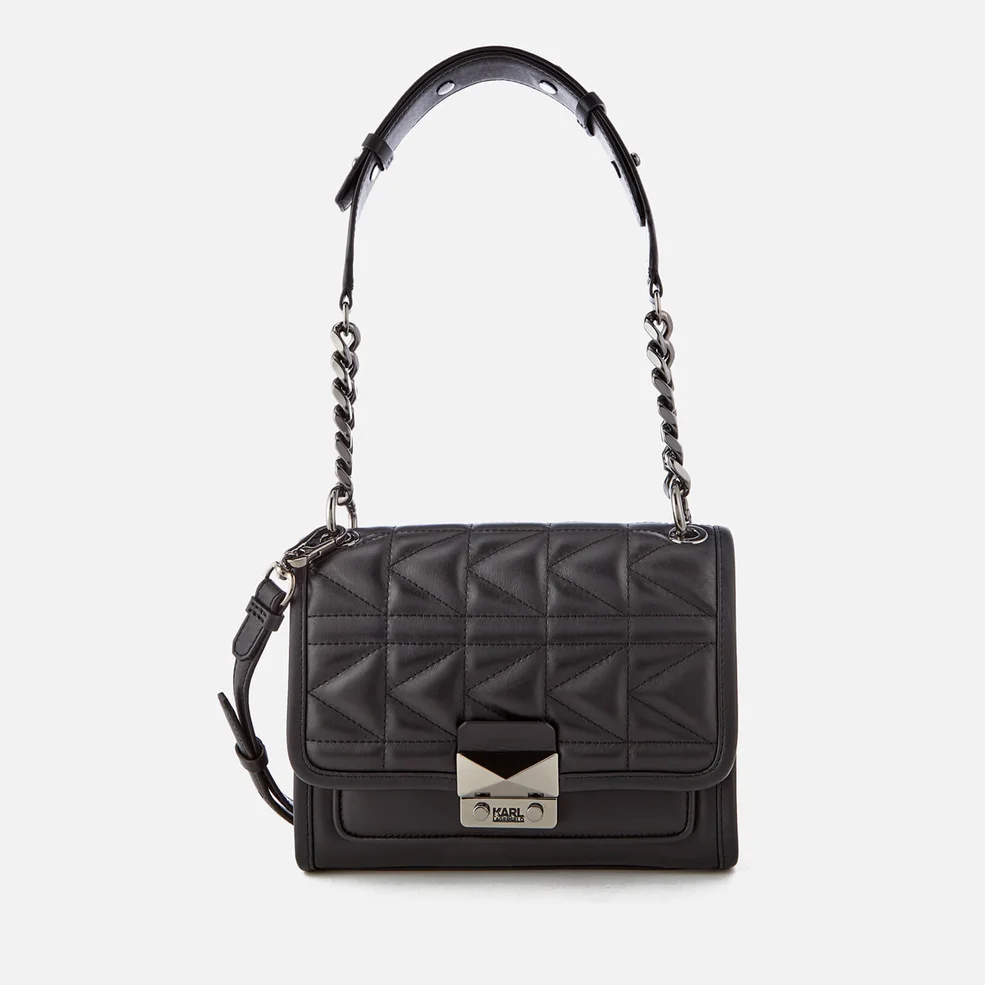 Karl Lagerfeld Women's K/Kuilted Mini Handbag - Black/Gun metal Image 1