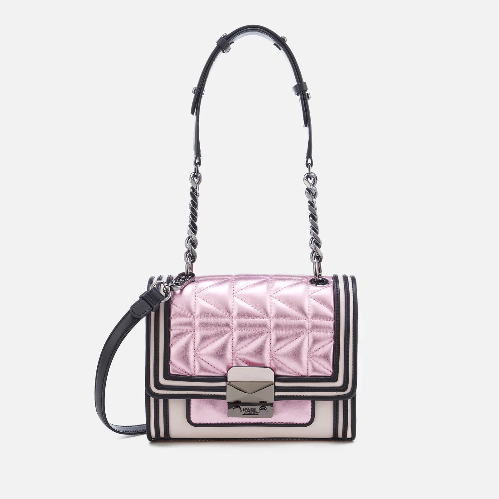 Karl Lagerfeld Women's K/Kuilted Pink Mini Handbag - Metallic Pink Image 1