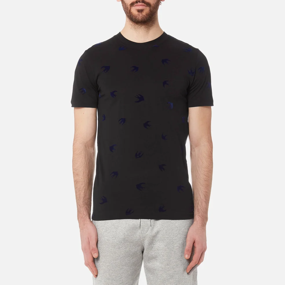 McQ Alexander McQueen Men's Flock Swallow T-Shirt - Black/Carbon Navy Image 1