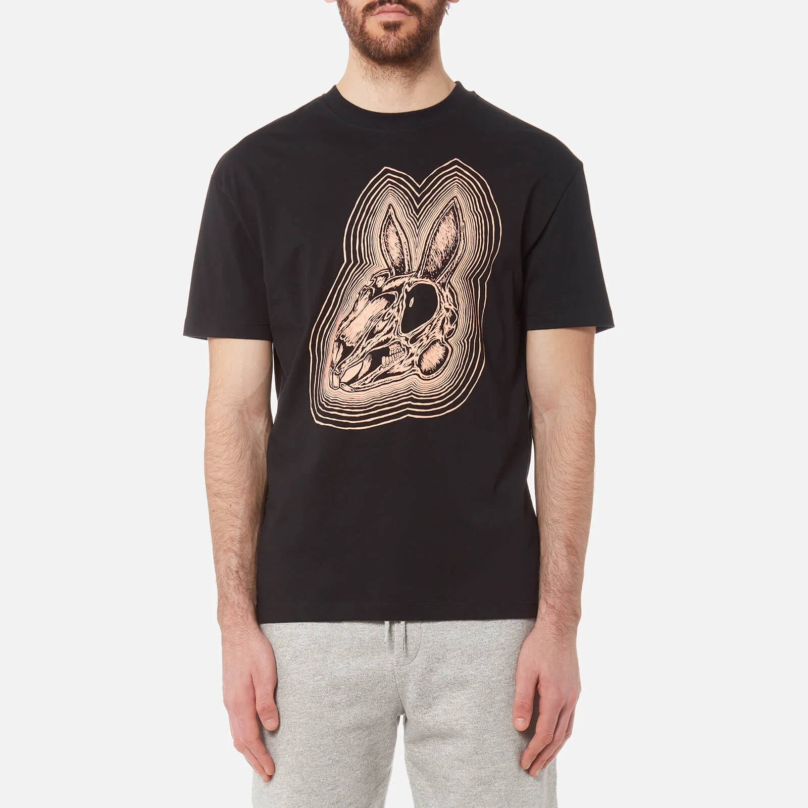 McQ Alexander McQueen Men's Bunny Print Dropped Shoulder T-Shirt - Darkest Black Image 1