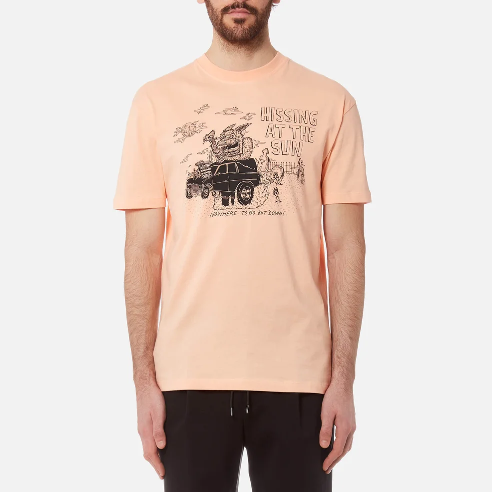 McQ Alexander McQueen Men's Printed Dropped Shoulder T-Shirt - Rebel Peach Image 1