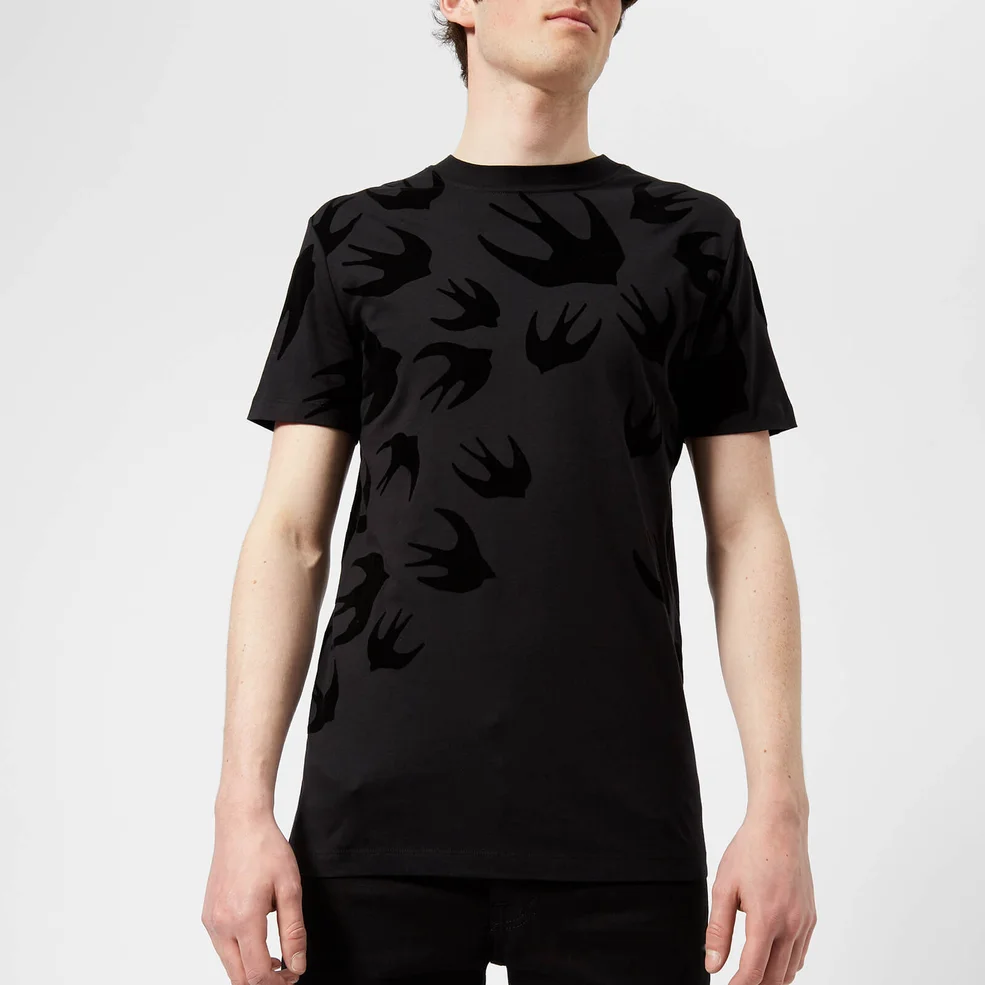 McQ Alexander McQueen Men's All Over Swallow T-Shirt - Darkest Black Image 1