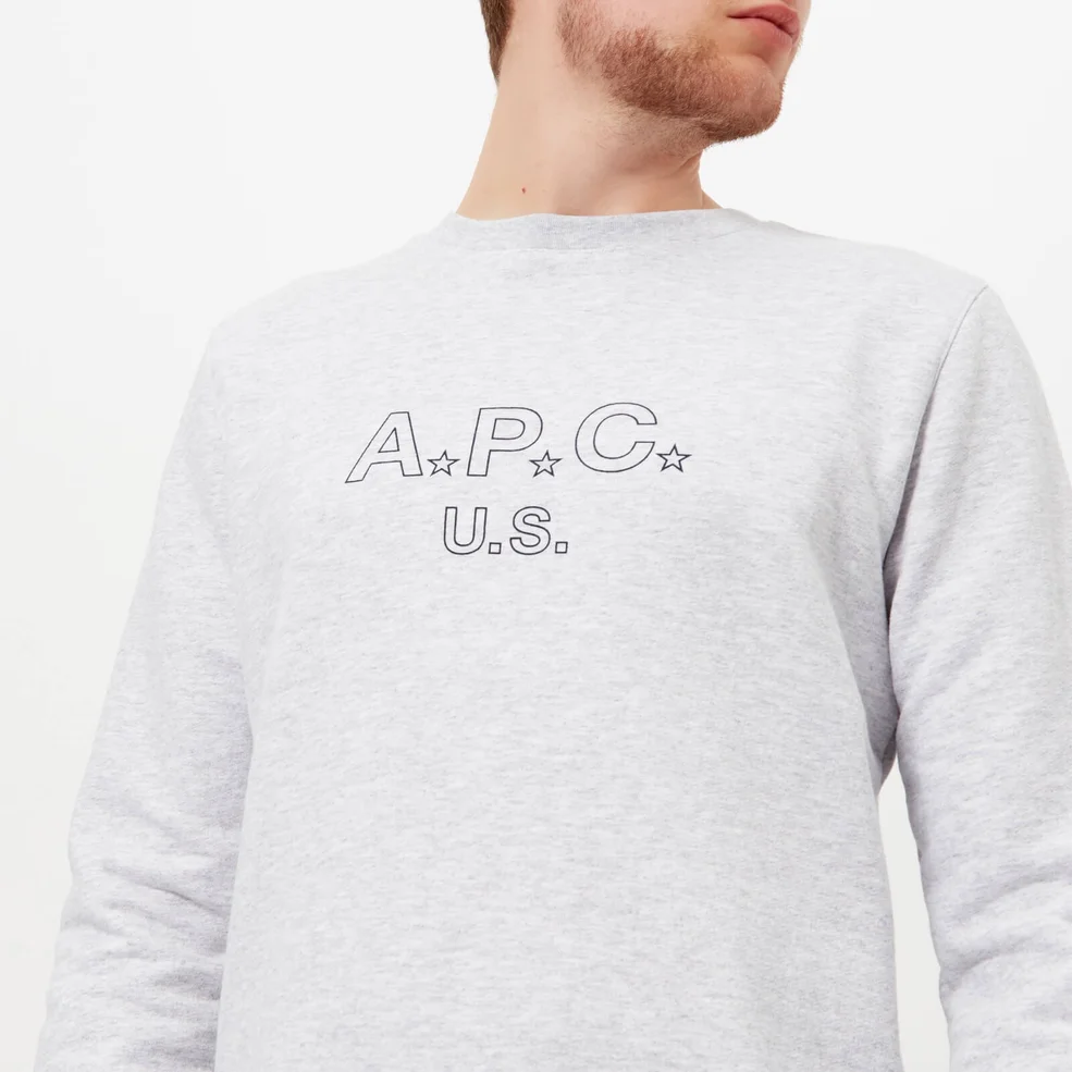 A.P.C. Men's U.S. Star Sweatshirt - Gris Chine Image 1