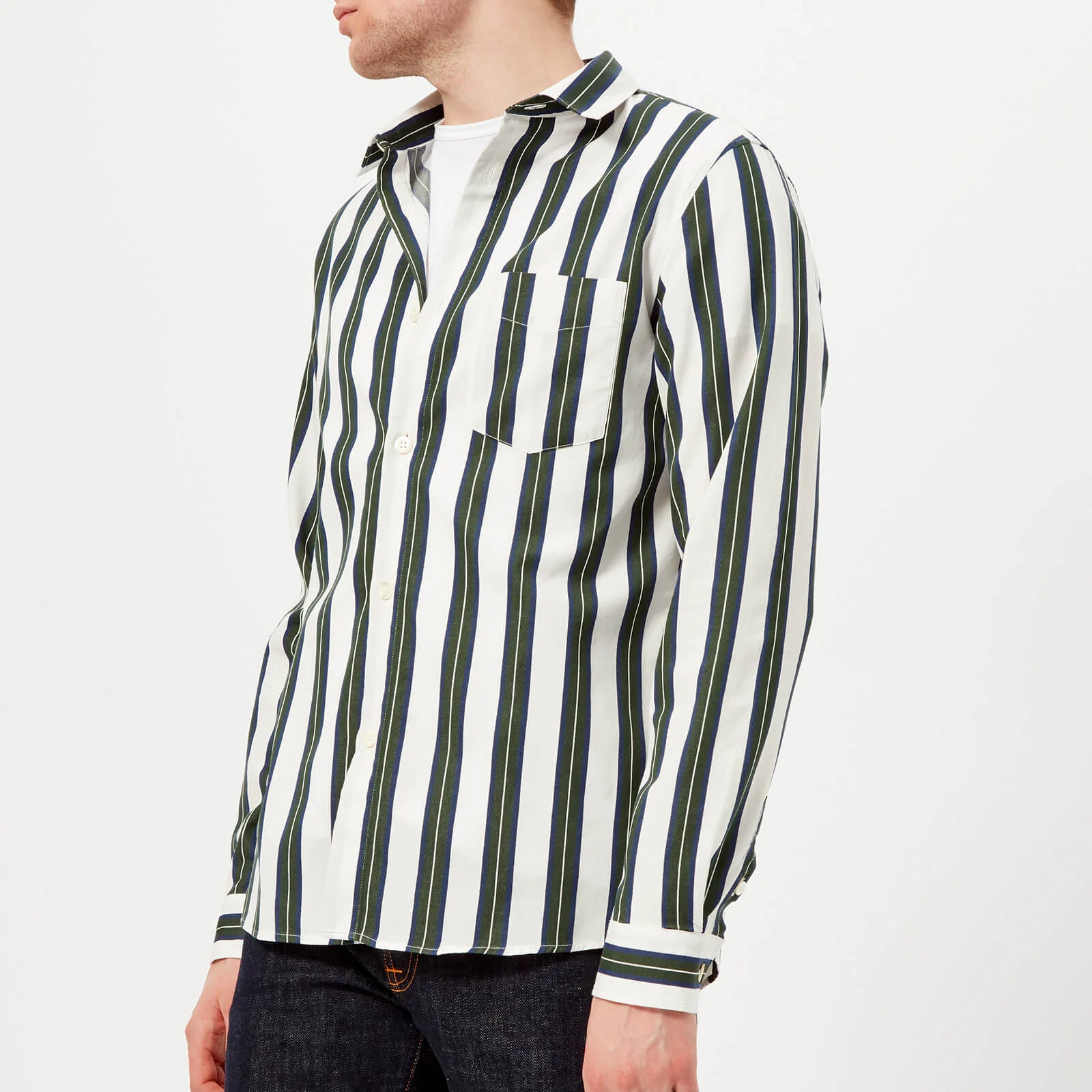A.P.C. Men's Chemise Alexis Long Sleeve Stripe Shirt - Blanc Casse Image 1