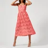 Perseverance London Women's Aztek Guipure Lace Strappy Midi Dress - Coral Pink - Image 1