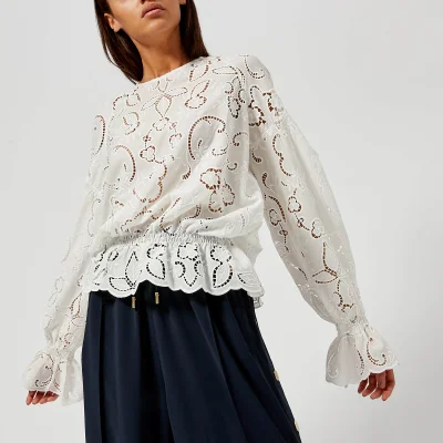 Perseverance London Women's Lily Cut Out Embroidery Crepe Blouse - Off White
