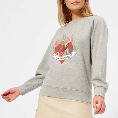 Maison Kitsuné Women's Burning Heart Sweatshirt - Grey