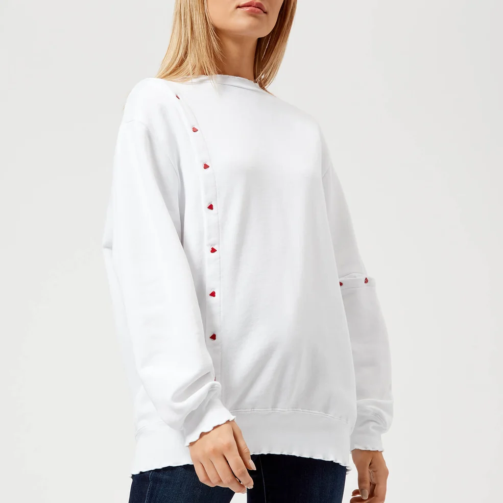 Maison Kitsuné Women's Asymmetric Sweatshirt - White Image 1